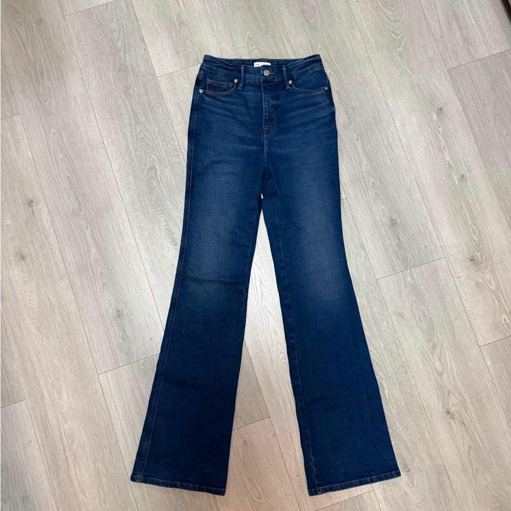 Good American Dark Blue Flare Jeans